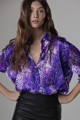 Picture of “Ale” animalier purple print silk shirt