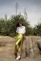 Picture of Midi high waist skirt with sequins lime